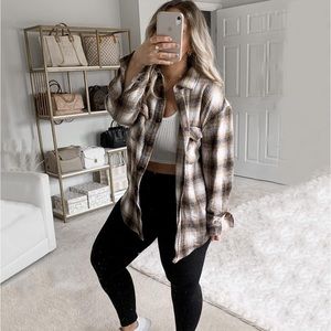TikTok Famous Fall Brown Plaid Shacket
